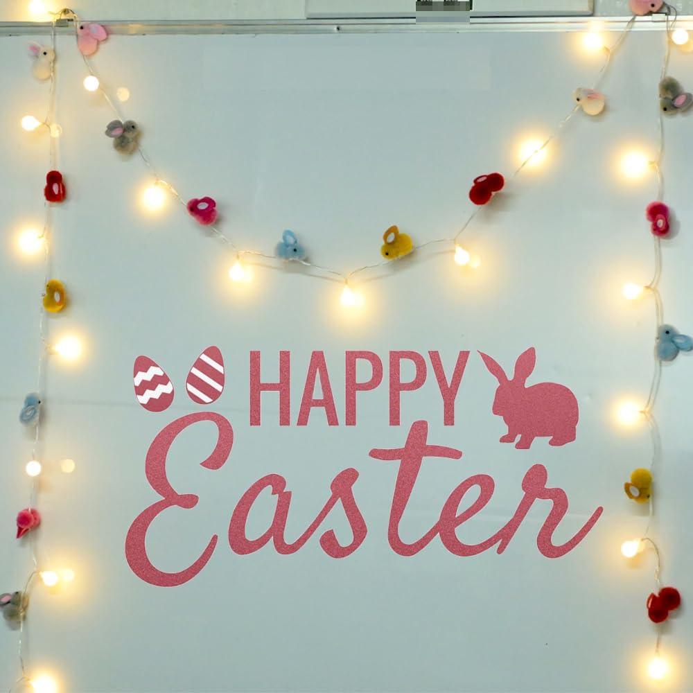 9.85Ft Easter Decor String Lights with Timer 20 Rabbit Shaped Pompoms 20 Ball LED Garland Battery Operated Easter Decorations Bunny Lights for Home Party Kids Room Bedroom Birthday Wedding Indoor