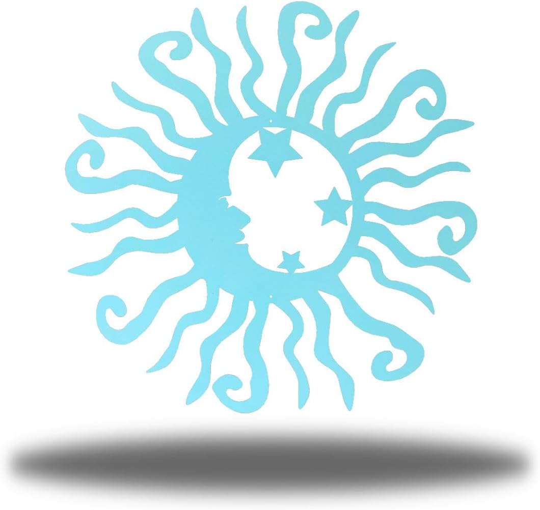 Riverside Designs Wacky Solar Moon Metal Wall Art Steel Outdoor Decor | Heavy-Duty and Waterproof | Made in USA (Sea Foam, 36L x 36W)