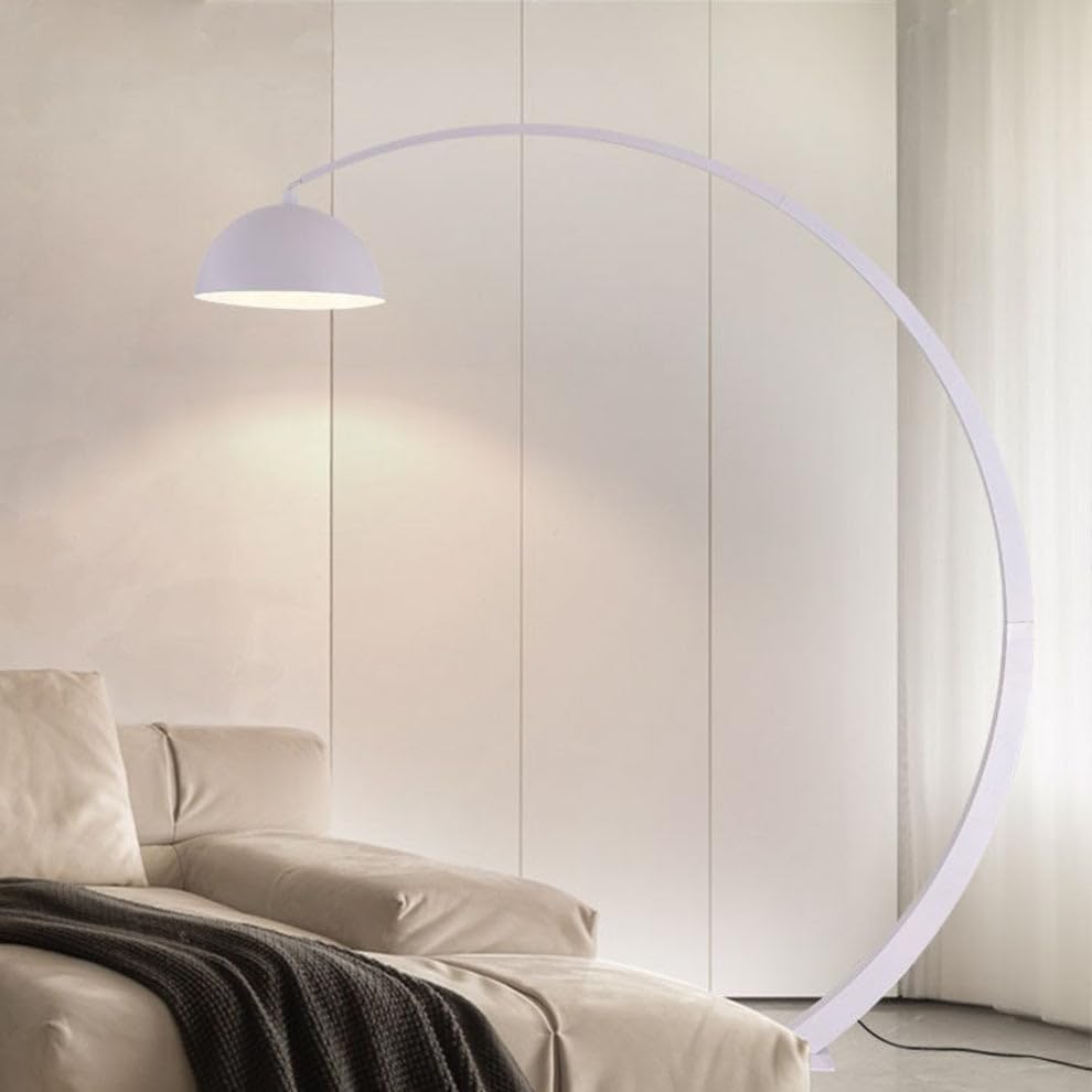 Prismatica | Half Arc Metal Floor Lamp with Brushed Finish | Modern Look for Living Room