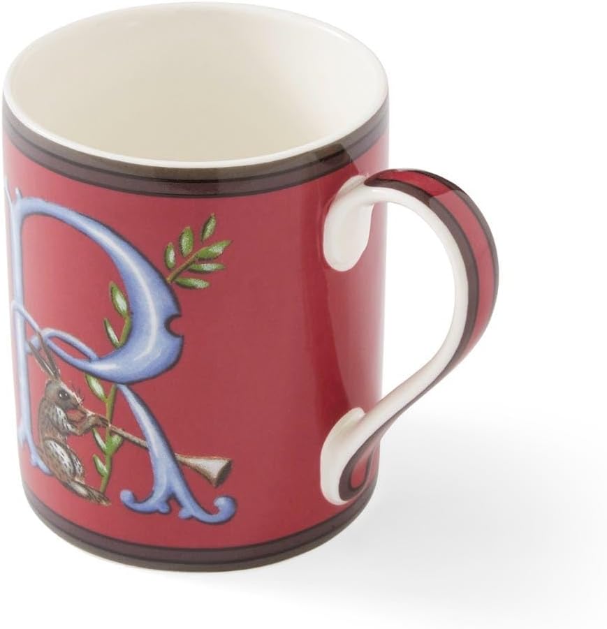 Spode Kit Kemp 12oz Mug in Fine China, R Initial - Custom Coffee Cup for Hot Beverages, Personalized Gift Idea for Her, Him, Friends, Coffee Lovers - Stylish Letter Mug for Daily Use, Dishwasher Safe