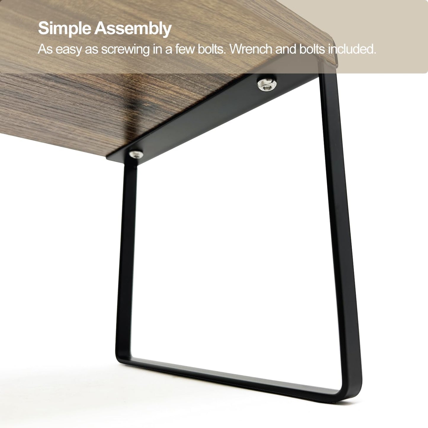 Mitus Shelf Organizer and Storage, Tiered Wood Cabinet Rack for The Kitchen Counter, Bathroom Counter, Pantry Cupboard, Office Desk Bookshelf, 12" Wide Walnut Brown and Black (Large)