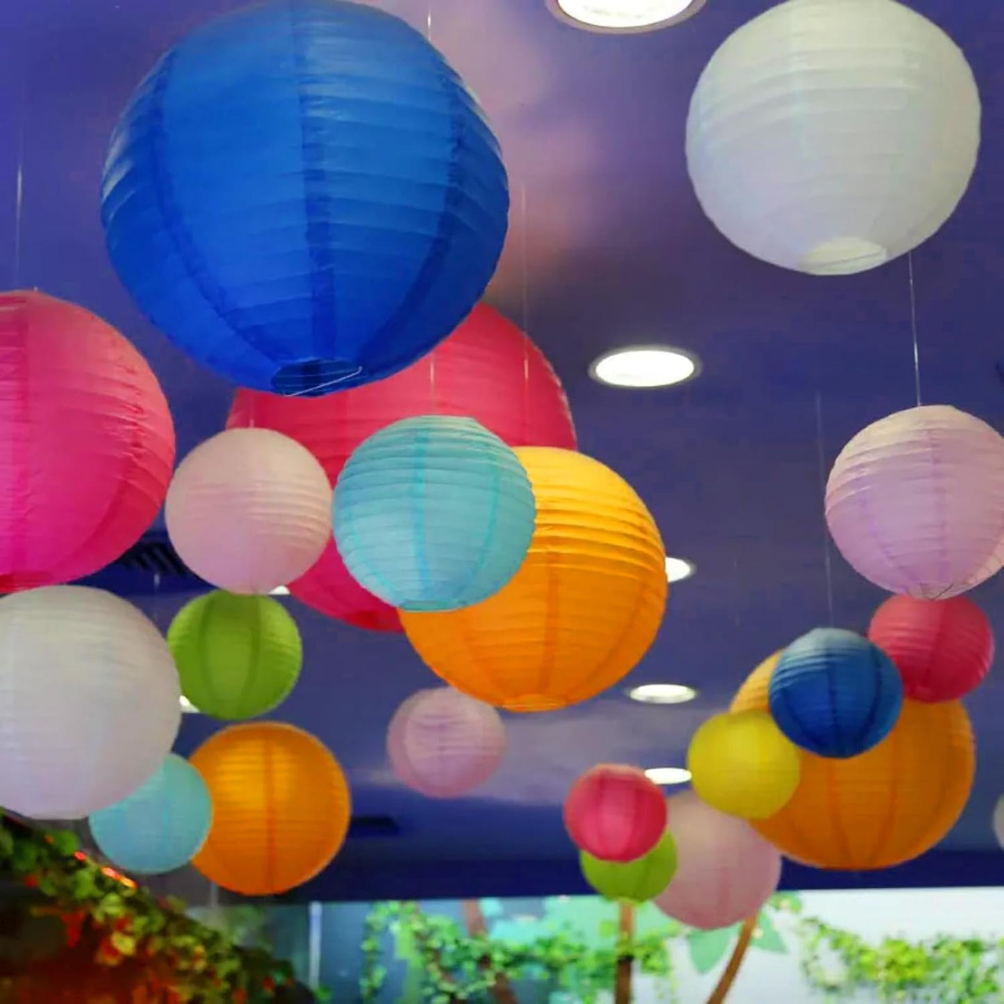 Paper Lanterns Decorations,Paper Hanging Decorations Ball Lanterns Lamps for Birthday Parties, Bridal Showers, Baby Showers, Wedding, Mermaid Party(10 Pcs,4 in/6 in/8 in/10 in,Purple/White)