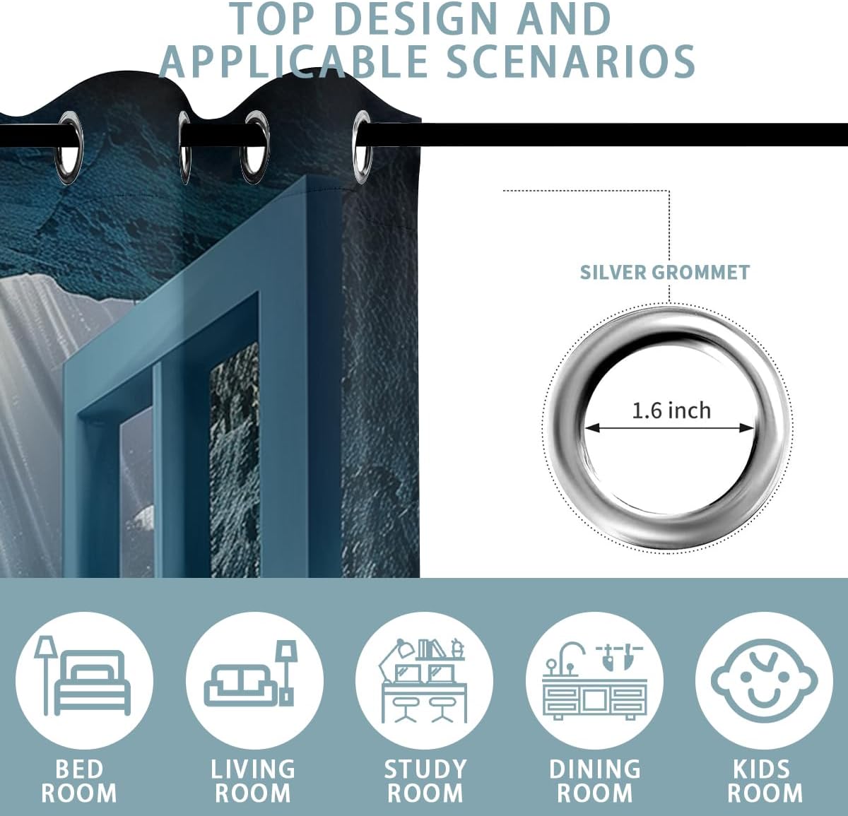 Ocean Fishs Blackout Curtains for Girls Boys Home Decor, Underwater Tropical Fish Undersea Coral Grommet Thermal Insulated Drapes Darkening Window Curtain for Bedroom Living Room, 63 x 63 Inch