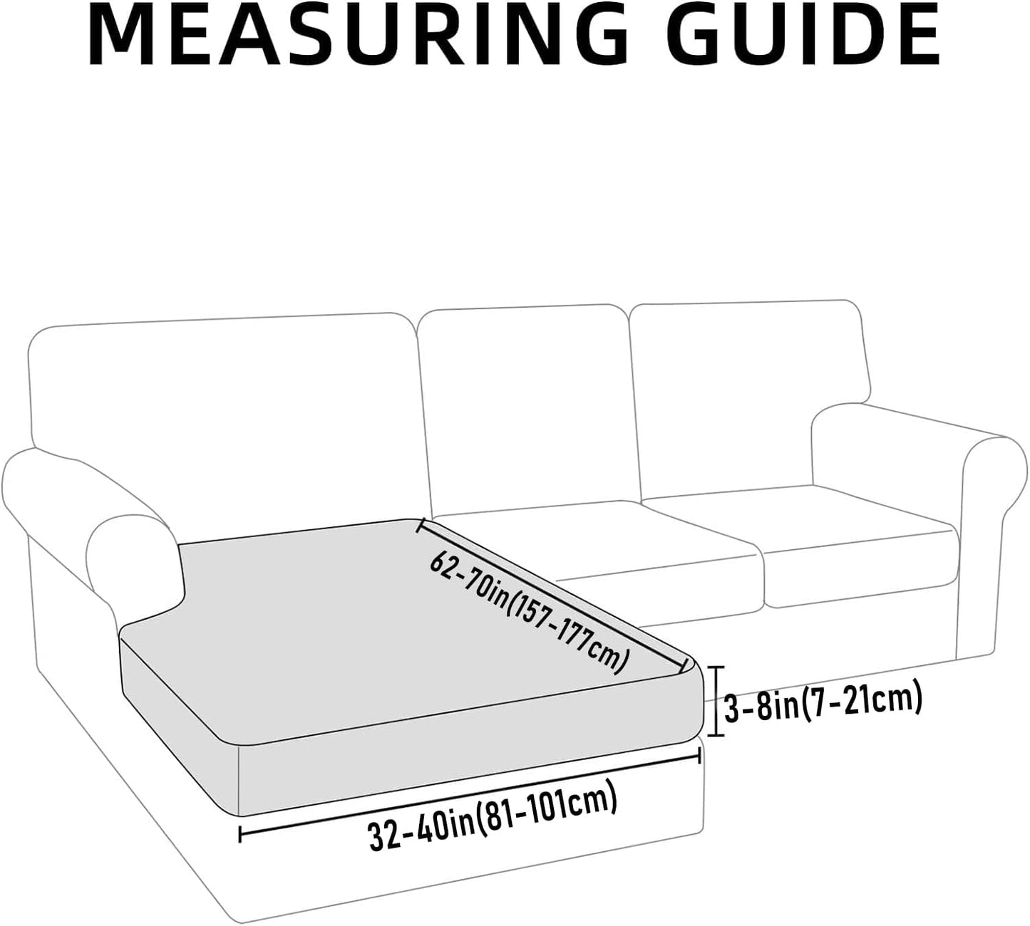 hyha Waterproof Couch Cushion Covers, Sectional Sofa Slipcovers Washable, L Shape Chaise Dog Couch Covers for Sectional Sofa, Universal Furniture Protector (1 Piece for Chaise XL, Black)