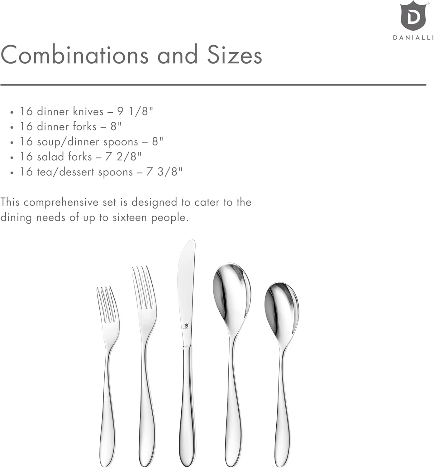 Silverware Set for 16 | 18/10 Stainless Steel Flatware Set | Mirror Finish, Heavy-Duty, Dishwasher Safe, Elegant & Durable, Built to Last (80-Piece, Marettimo)