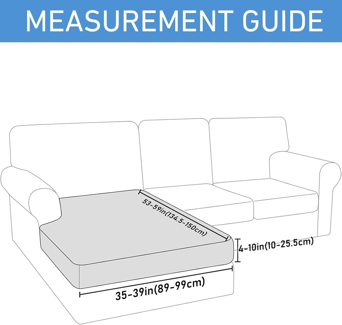 hyha Waterproof Couch Cushion Covers, Sectional Sofa Slipcovers Washable, L Shape Chaise Dog Couch Covers for Sectional Sofa, Universal Furniture Protector (1 Piece for Chaise, Grey)