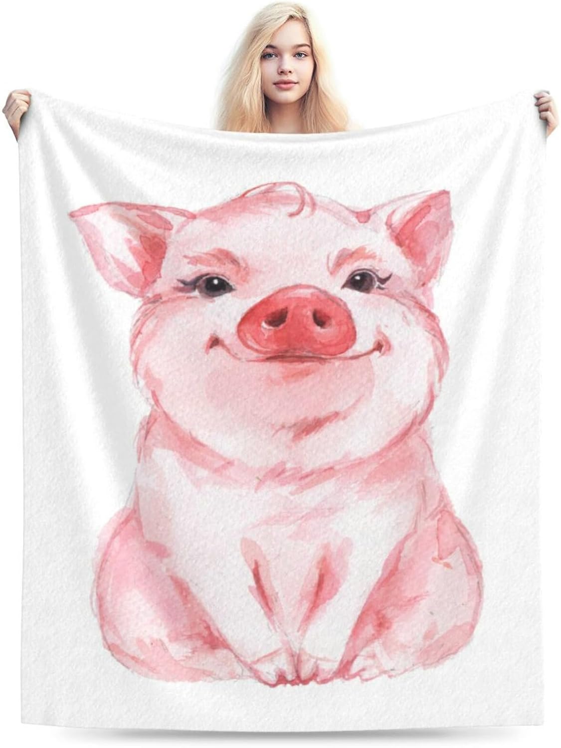 HGOD DESIGNS Lovely Pink Pig Watercolor Blanket, Super Soft Pig Throw Blanket 40"x50" Blanket for Bed Couch Chair Fall Winter Camping Living Room Office