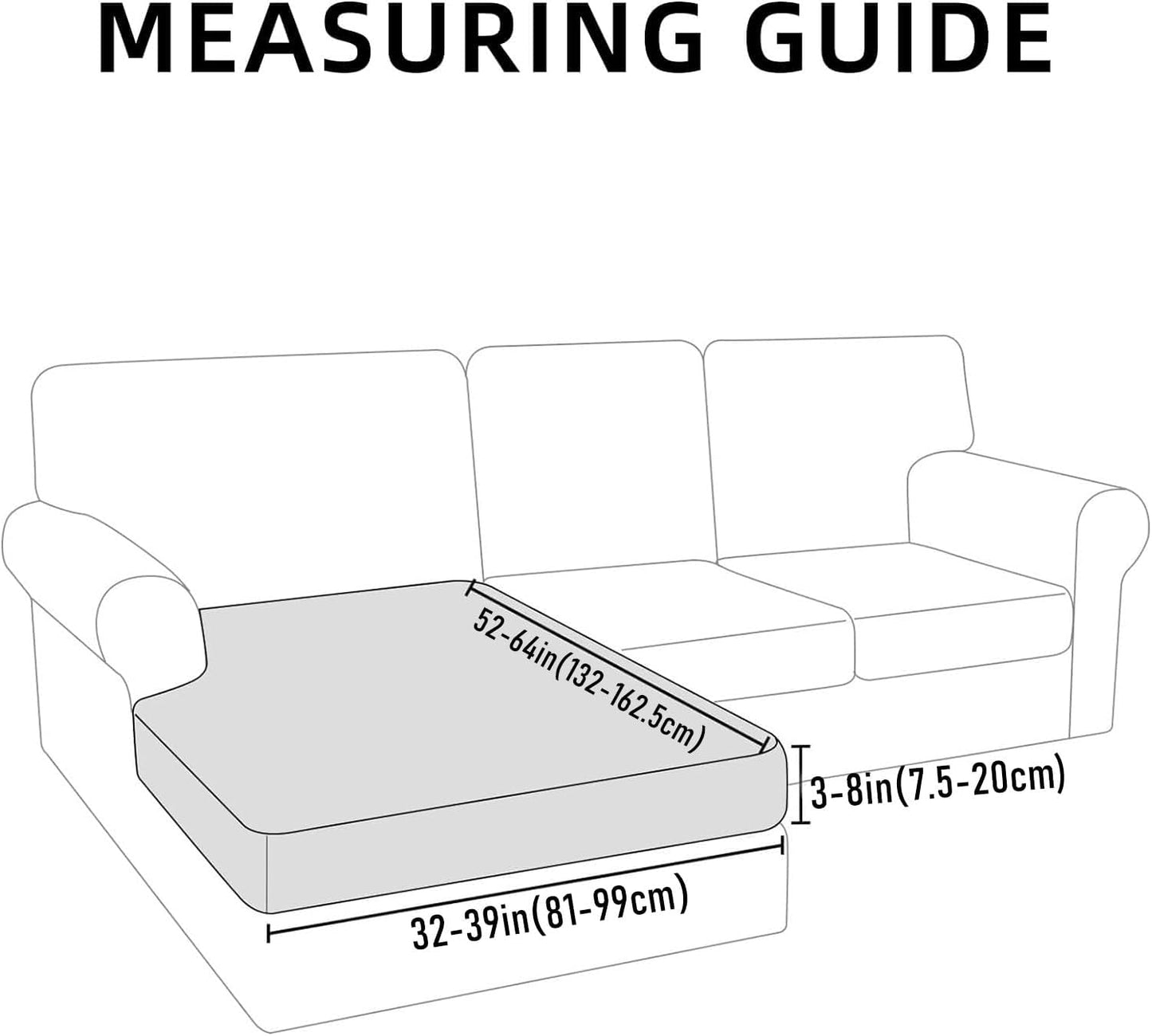 hyha Waterproof Sectional Couch Covers, Non Slip Sofa Couch Cushion Covers L Shape, Thick Stretch Jacquard Fabric, Washable Sofa Slipcovers with Elastic Bottom (1 Piece for Chaise, Navy)