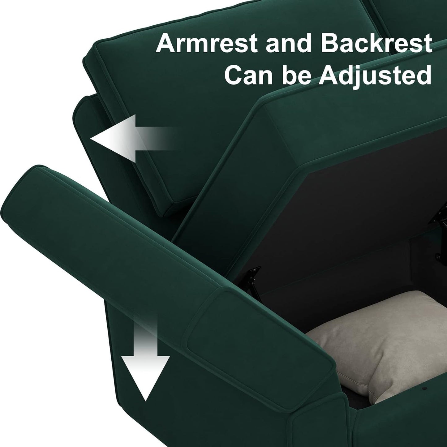 Belffin Velvet Modular Sectional Arm Chair Accent Chair with Storage Seat Single Club Chair for Apartment Green