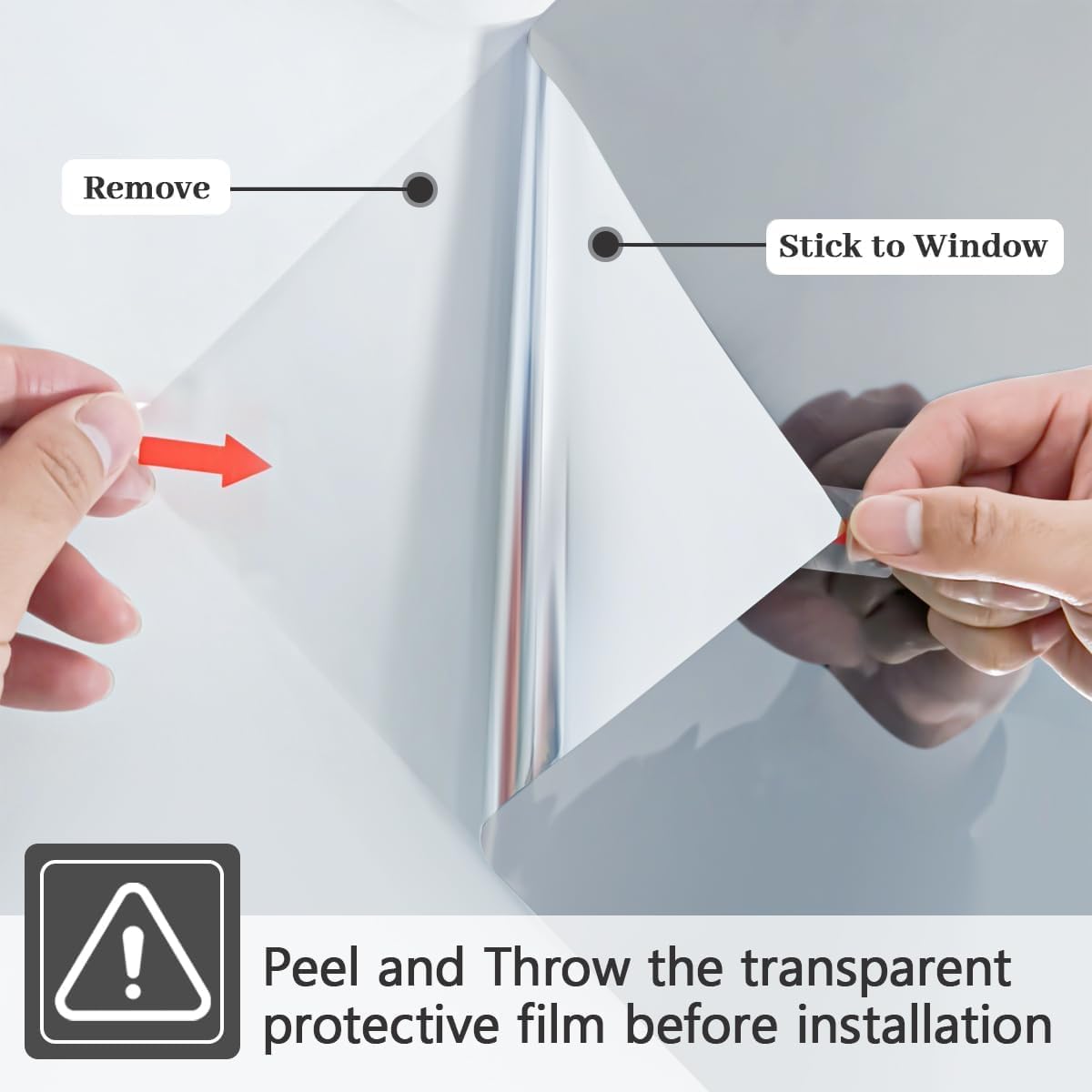 Niviy One Way Window Privacy Film See Out Not in Window Tint for Home 17.5 x 118 Inch Heat Blocking Anti UV Glass Door Mirror Reflective Window Film Home Office, Silver