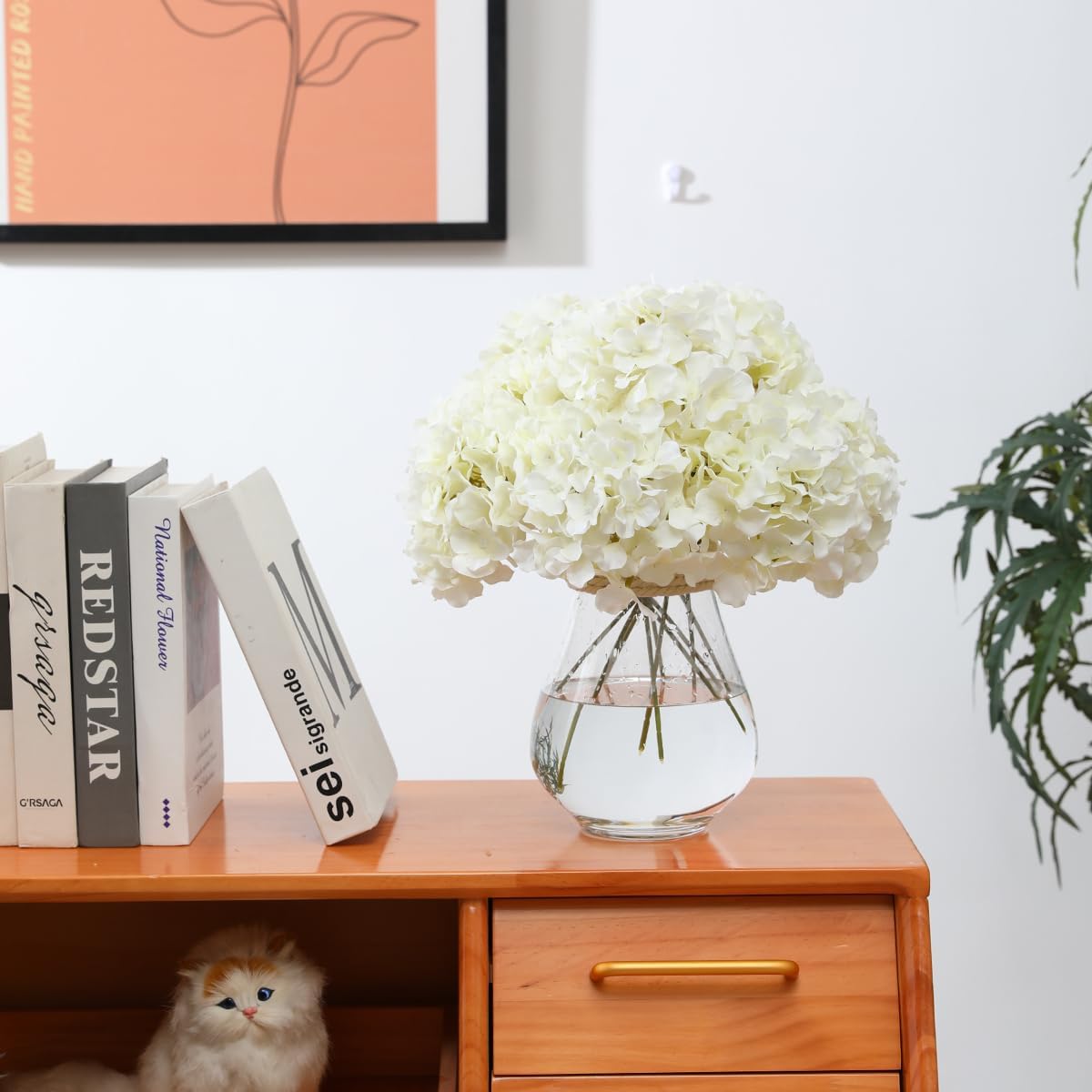 Tifuly Hydrangea Artificial Flowers with Stems 12pcs Fake Hydrangea Silk Flowers Faux Hydrangea Flowers Heads for Wedding Centerpiece Home Party Baby Shower Decor(Off White)