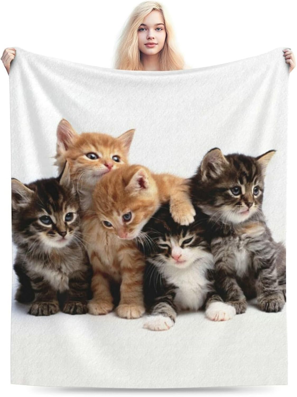 HGOD DESIGNS Cats Throw Blanket Ultra Soft Warm All Season Kittens Family Cats Decorative Fleece Blankets for Bed Chair Car Sofa Couch Bedroom 50"X60"