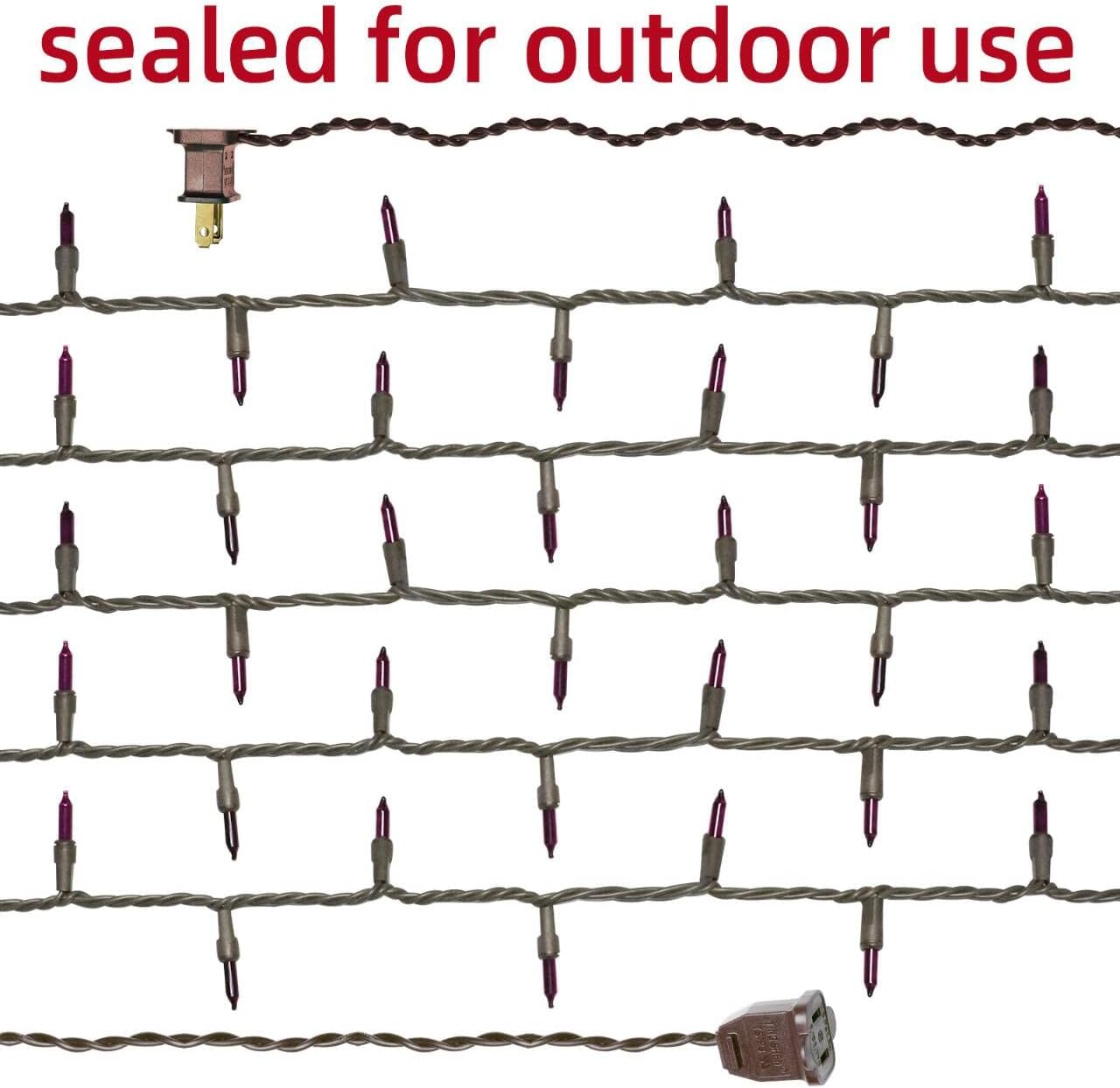 Brown Wire, Purple Incandescent Bulb 100 Mini String Lights for Indoor Halloween Tree Home Garland Birthday Wedding Party Festival Decoration