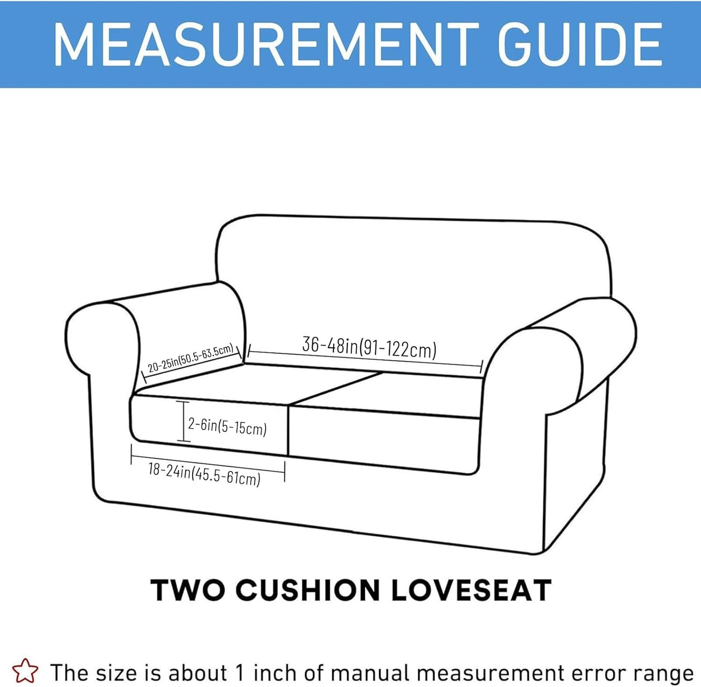 hyha Waterproof Couch Cushion Covers, Washable Sofa Cushion Slipcovers, Thick Stretch Jacquard Fabric, Couch Sofa Covers for Pets with Elastic Bottom (2 Pieces, Grey)