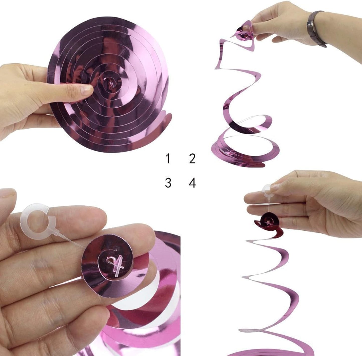 Star Party Hanging Swirls, 30 PCS, Pink Foil Ceiling Party Favors for Birthday Decorations, BabyShower,Graduation,Wedding