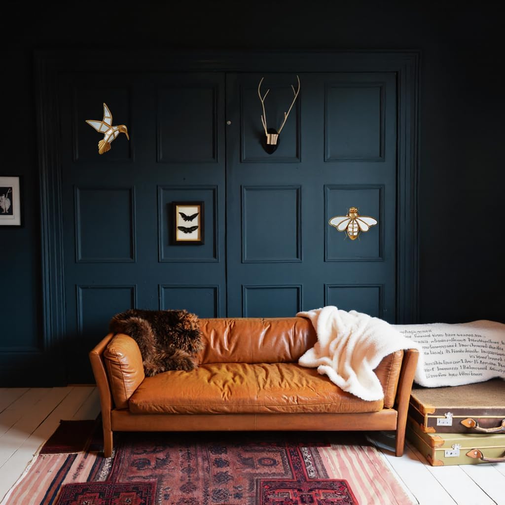 Decorative Bug Insects Beetle Mirrors - Gold Resin Little Bee Glass Wall Decor, Perfect for Victorian and European Themed Homes