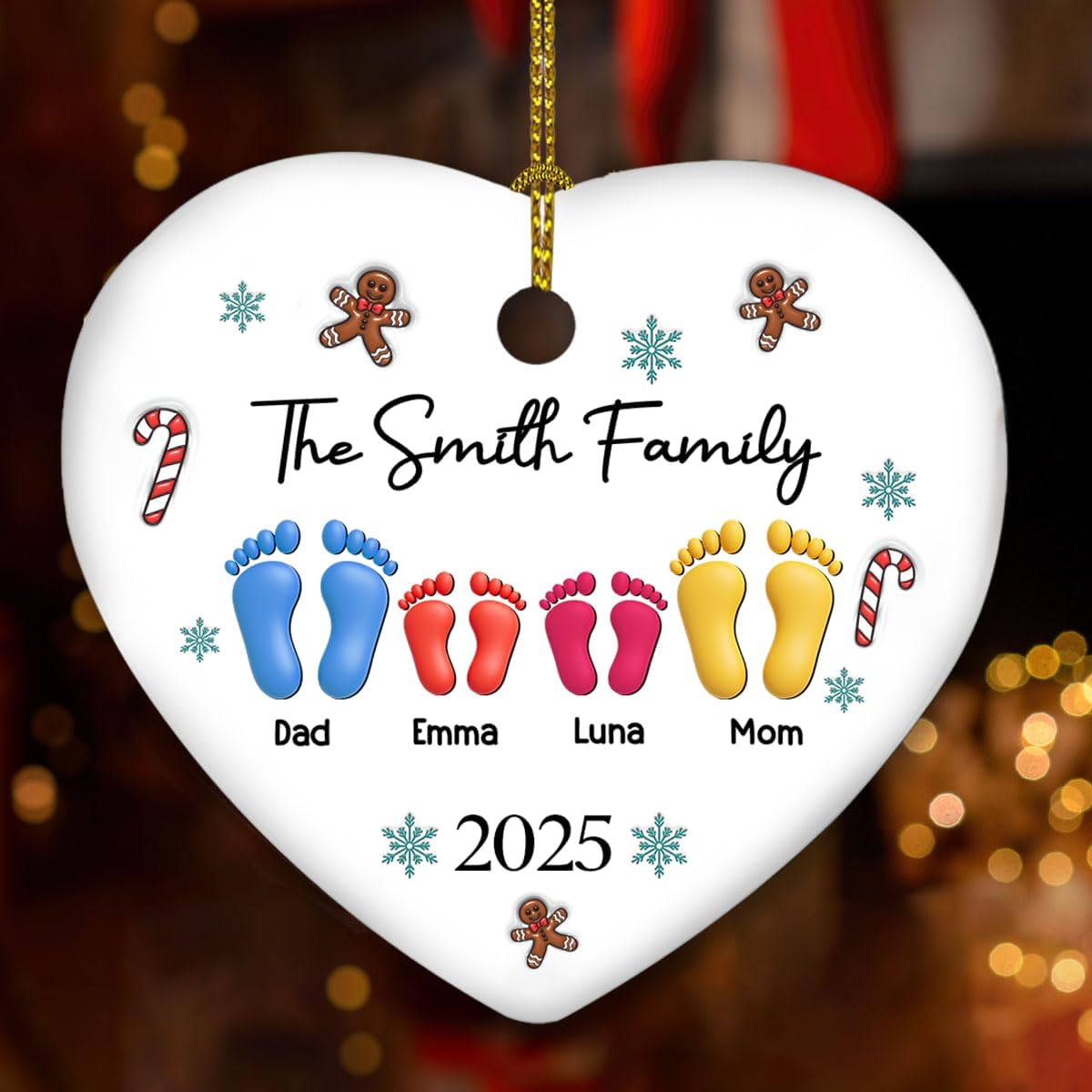Personalized 3D Effect Ceramic Ornament โ Gift for Family Members and Home Decor, Family Together Christmas 2025 Ornament