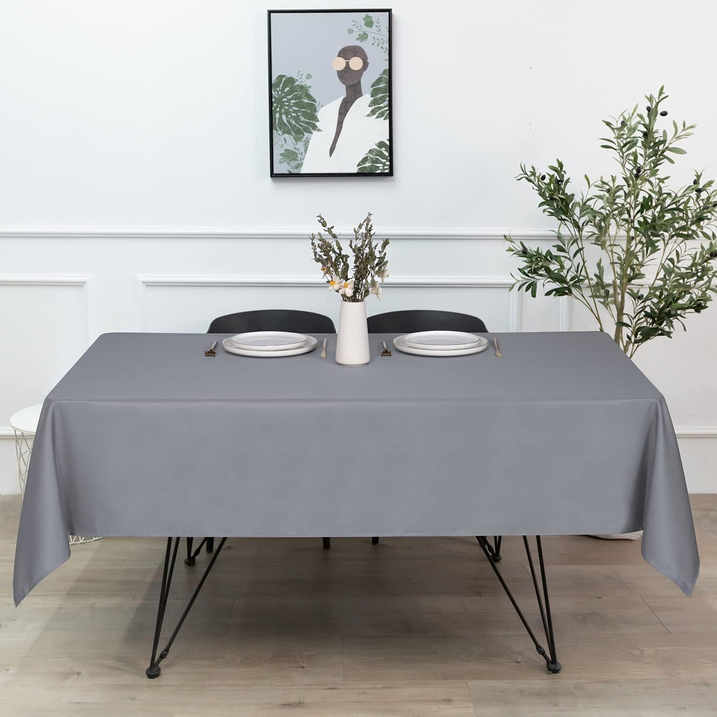 sancua Rectangle Tablecloth - 54 x 108 Inch - Stain and Wrinkle Resistant Washable Polyester Table Cloth, Decorative Fabric Table Cover for Dining Tables, Buffet Parties and Camping, Light Grey