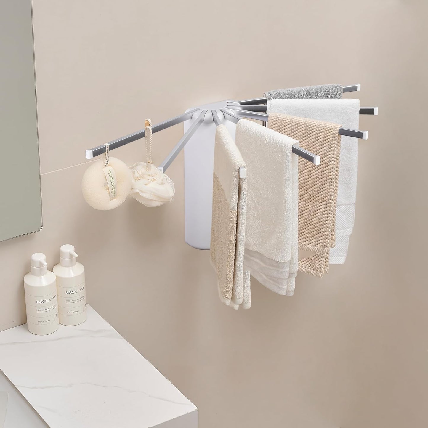 Wall Mounted Clothes Drying Rack - Foldable Tripod, Over The Door Rack for Laundry Bedroom, Household Aluminium