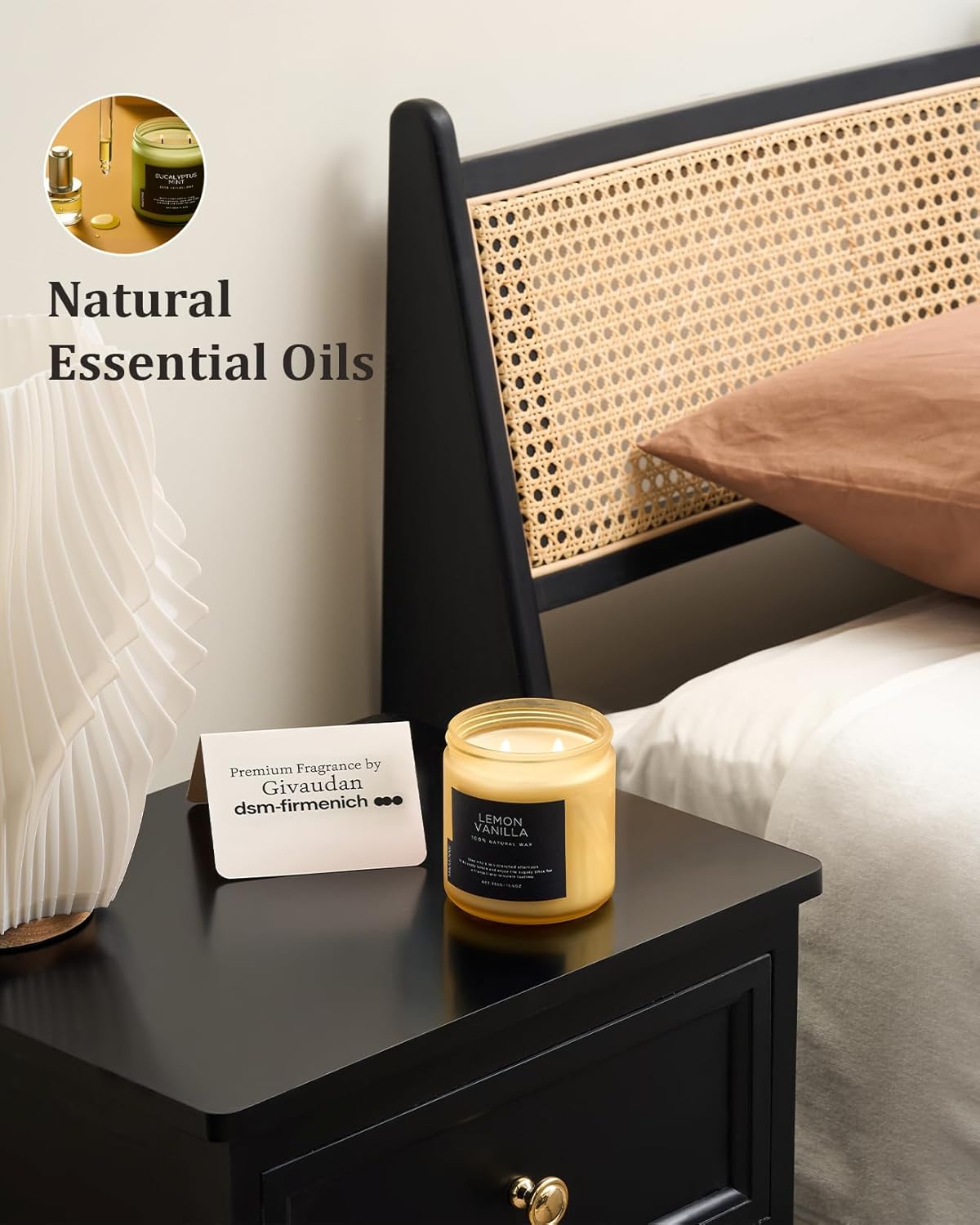 M&SENSE Candles Lemon Vanilla Scented, 11.6oz 70 Hour Long Lasting Candles for Home, 2 Wick Natural Soy Wax in Glass Jar, Stress Relief Gifts for Women and Men