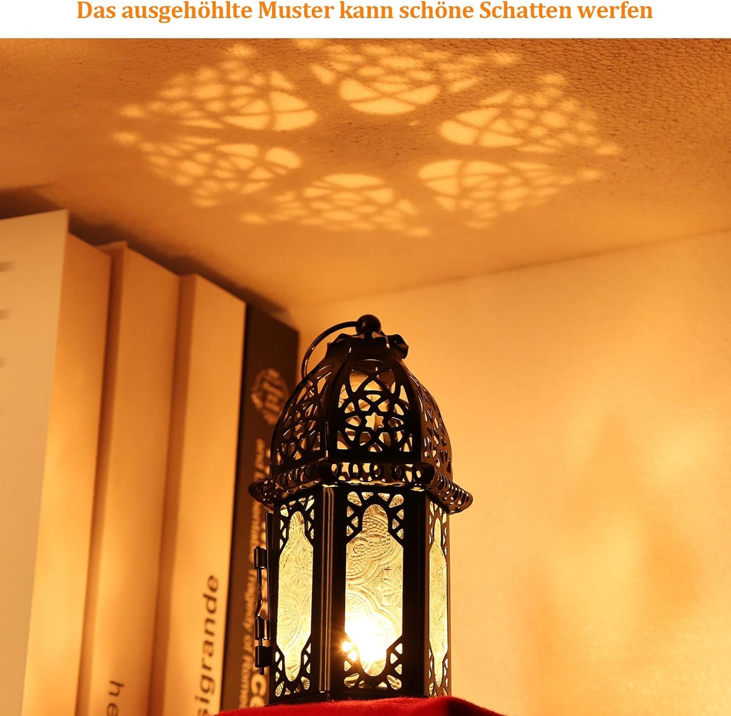 Metal Candle Holder 4PCS Transparent Glass Moroccan Style Hanging Lanterns Creative Wedding Home Tabletop Decoration Birdcage, Black