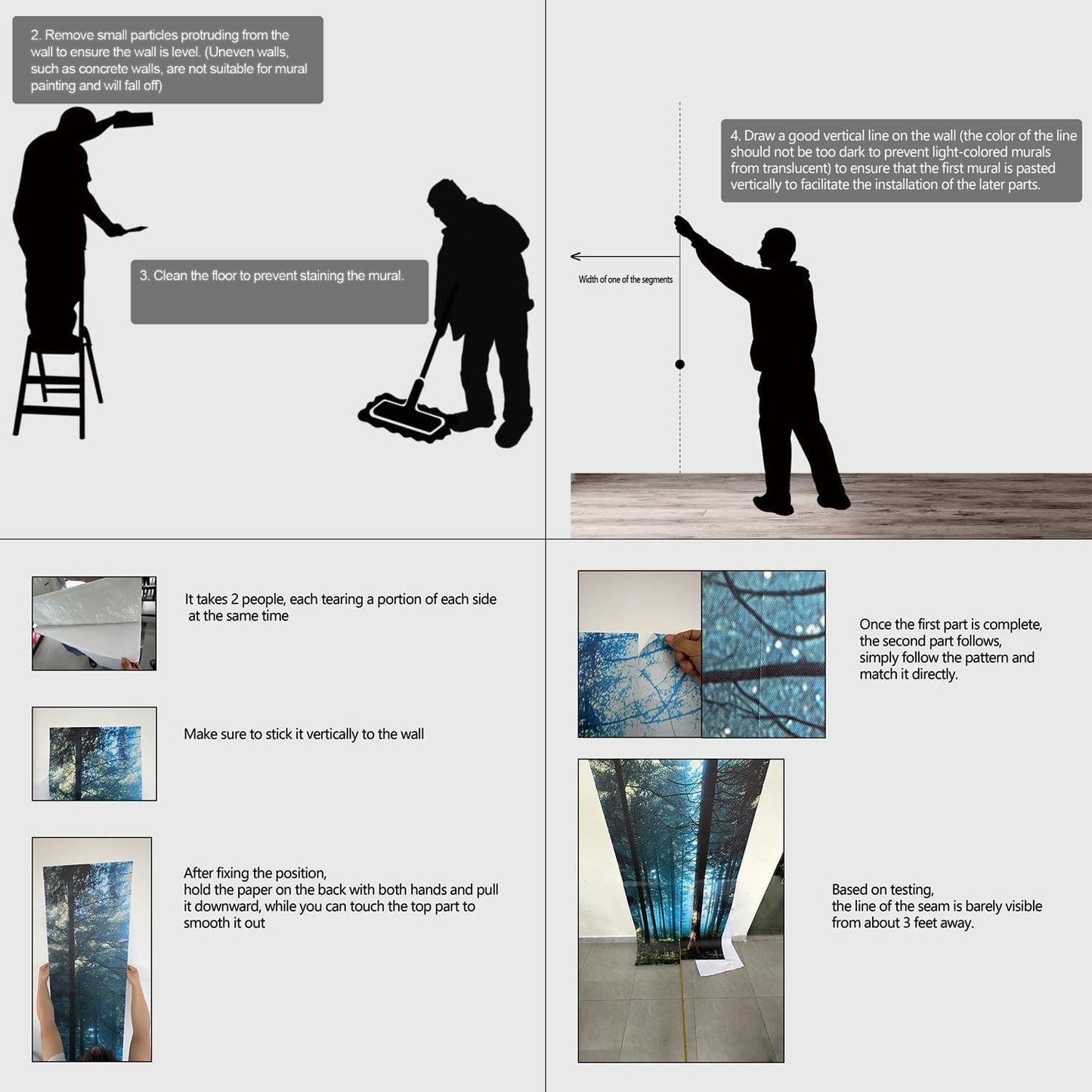 Black Floral Wall murals Peel and Stick Flowers Wallpaper for Bedroom Living Room - 108"x157"