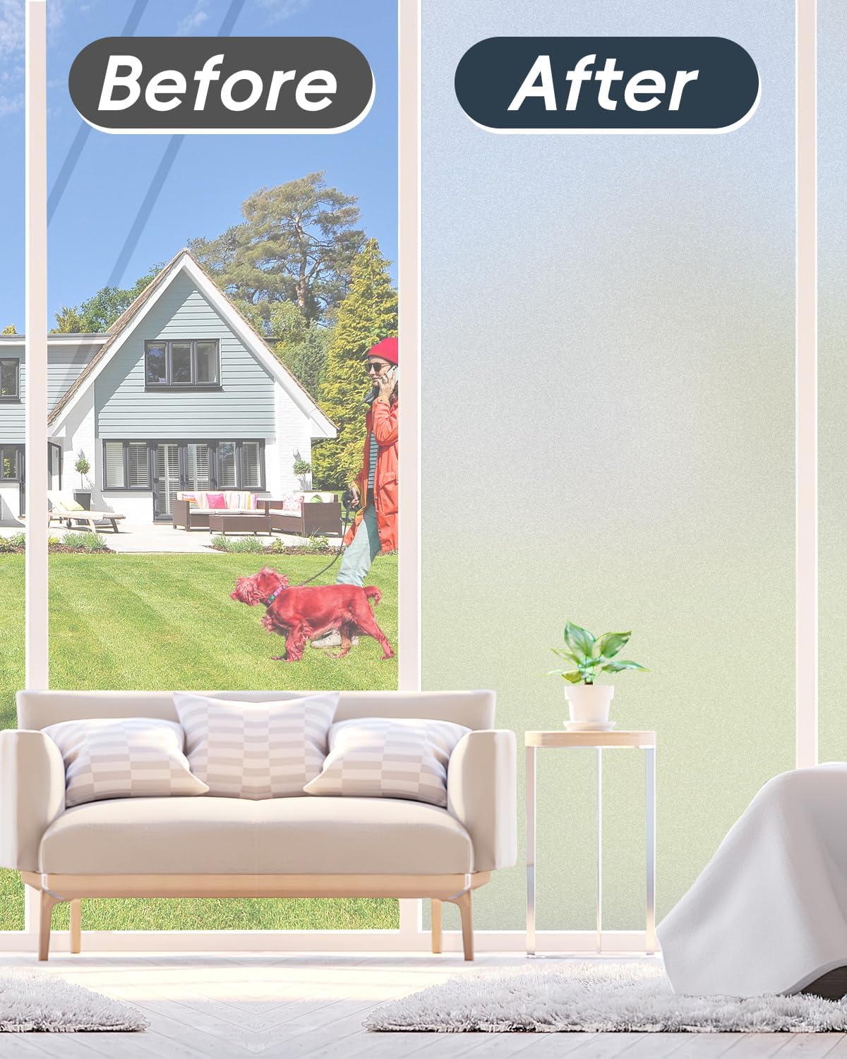 Frosted Glass Window Privacy Film Decorative with Tools, 2 Way Frosting Privacy Film for Glass Windows, Static Cling Tint for Home Anti-UV, 29.5" by 157.4"