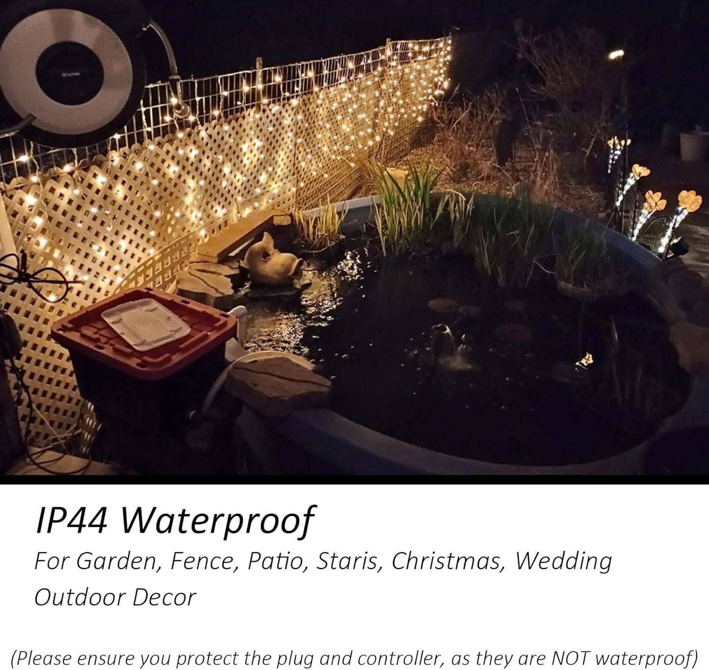 Solhice LED Curtain Lights Outside 40ft x 3ft for Backyard, 600 LED Plug in Hanging Fence String Lights Outdoor Waterproof for Backdrop Backyard Patio Deck Décor, Warm White (Not Connectable)