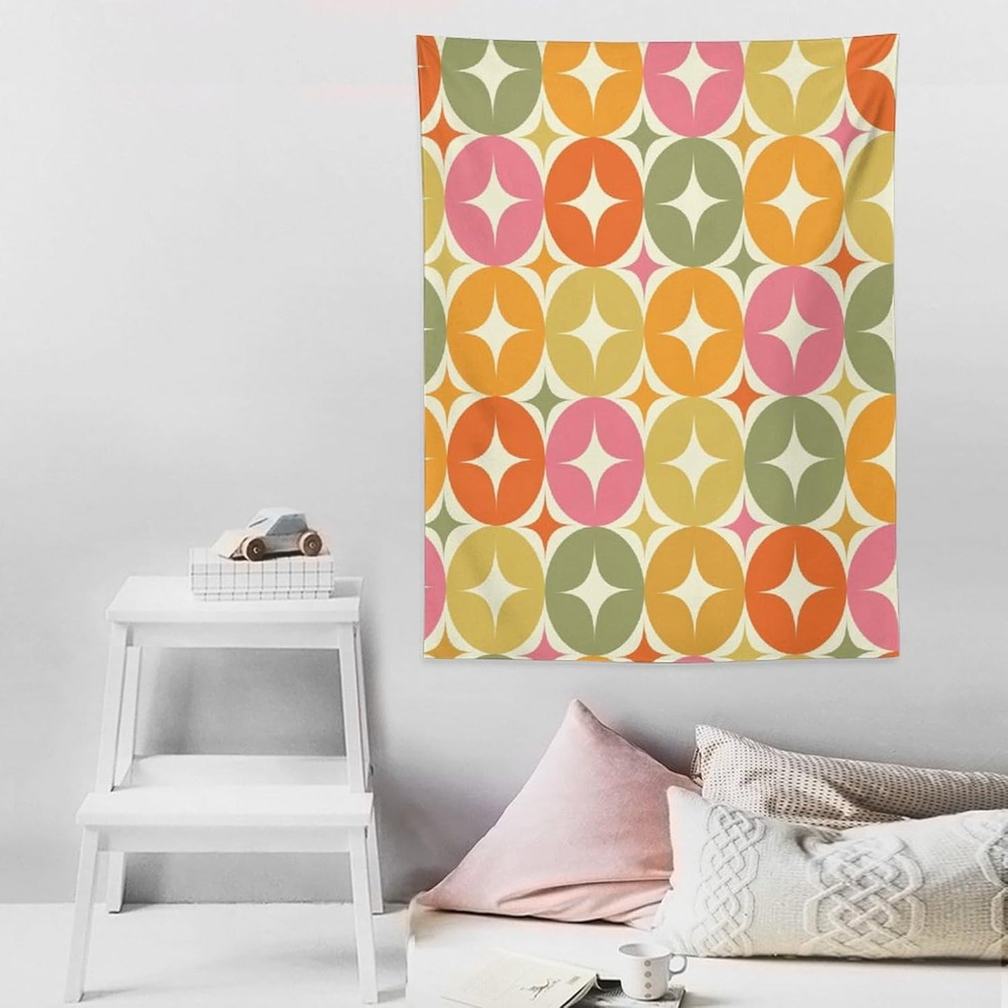 ICMOLYYENLO Abstract Cat Tapestry, Medieval Abstract Atomic Star Cat Vintage Home Wall Hanging Art Tapestry for Bedroom Living Room Dormitory 50x60 Inch