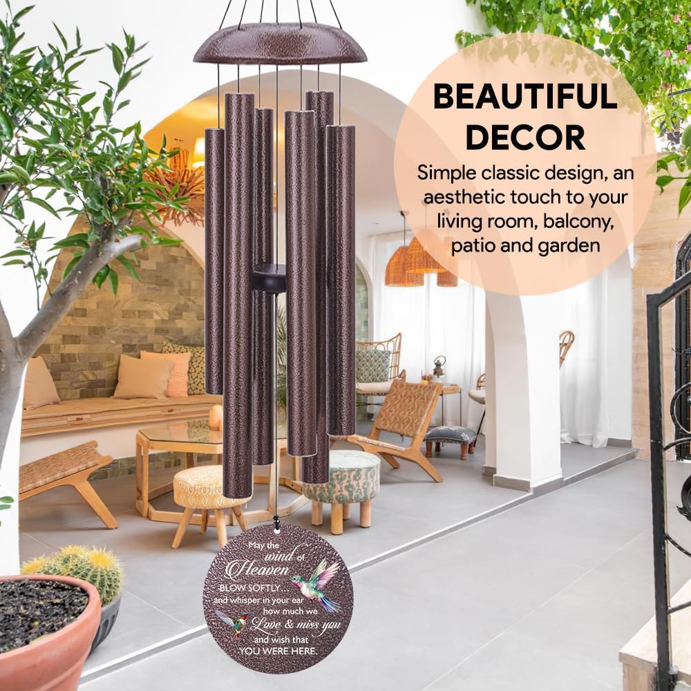 Sympathy Wind Chimes, 36inch Personalized Hummingbird Wind Chime, Memorial Gifts for Loss of Loved One, Wind Chimes in Loving Memory of Dad/Mom, Condolences Gifts for Funeral