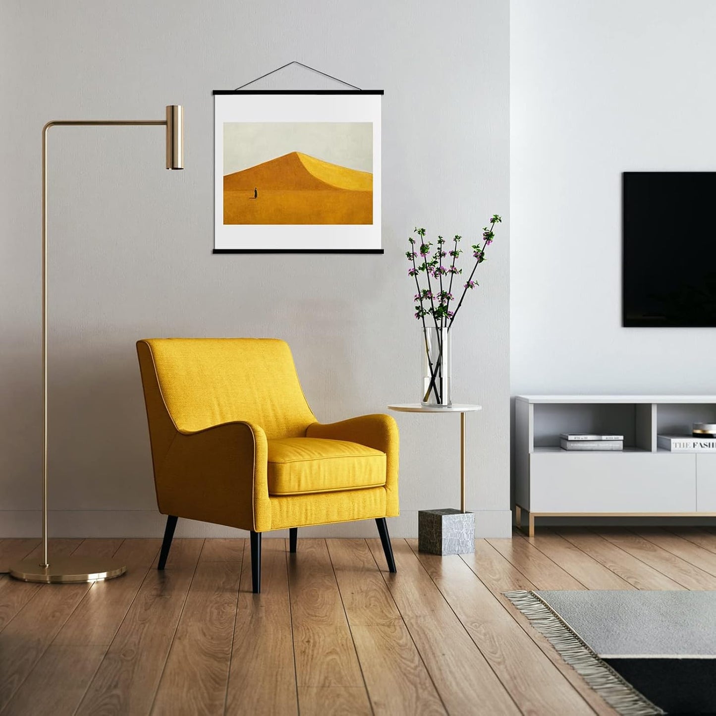 FALAMON Magnetic Poster Hanger Frame, 10x14 10x15 10x13 Teak Wood Magnet Poster Frame for Posters, Prints, Photos, Pictures, Maps, Scrolls, and Canvas Artwork(Black, 10")