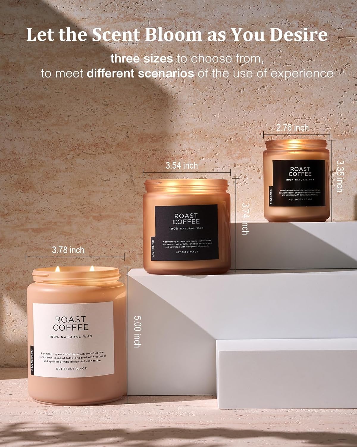 M&SENSE Coffee Candles Scented Strong, 2 Wick Jar Candle 19.4oz, 110 Hours Burning Time, Organic Natural Soy Wax Candle for Bedroom Kitchen Home Decor, Housewarming Gift for Men and Women