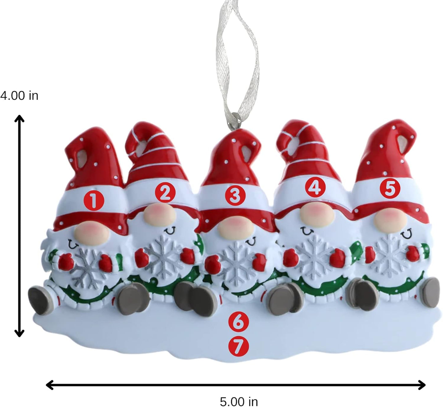 2025 Family Christmas Ornament β Personalized Ornament for Families β Custom Gnome Family Ornament β Holiday Tree Decoration Keepsake Gift (Family of 5)