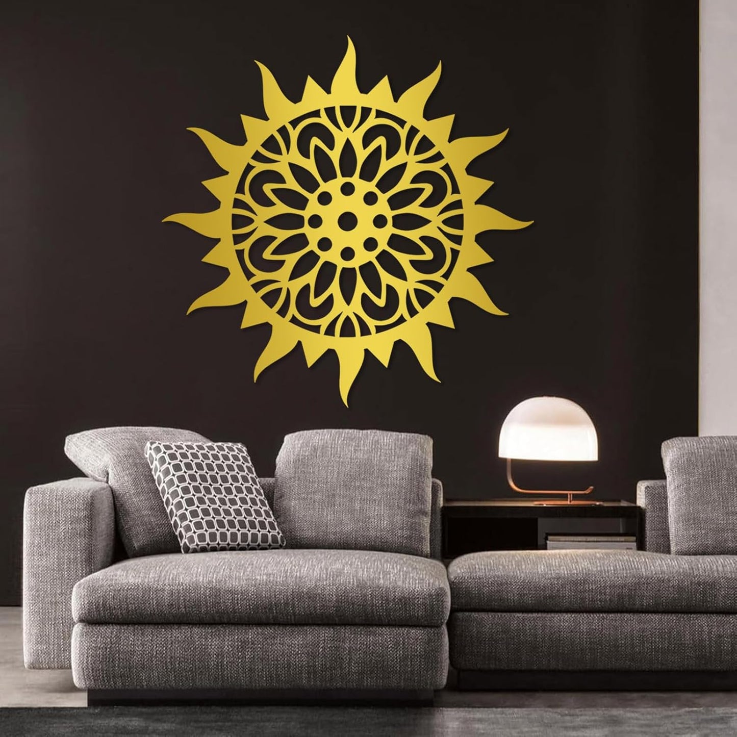 Sunburst Metal Wall Decor, Unique Sun Flower Design, Outdoor & Indoor Wall Art for Living Room, Bedroom, or Patio, Home Decor (Silver, 19"x19"|47x47cm)