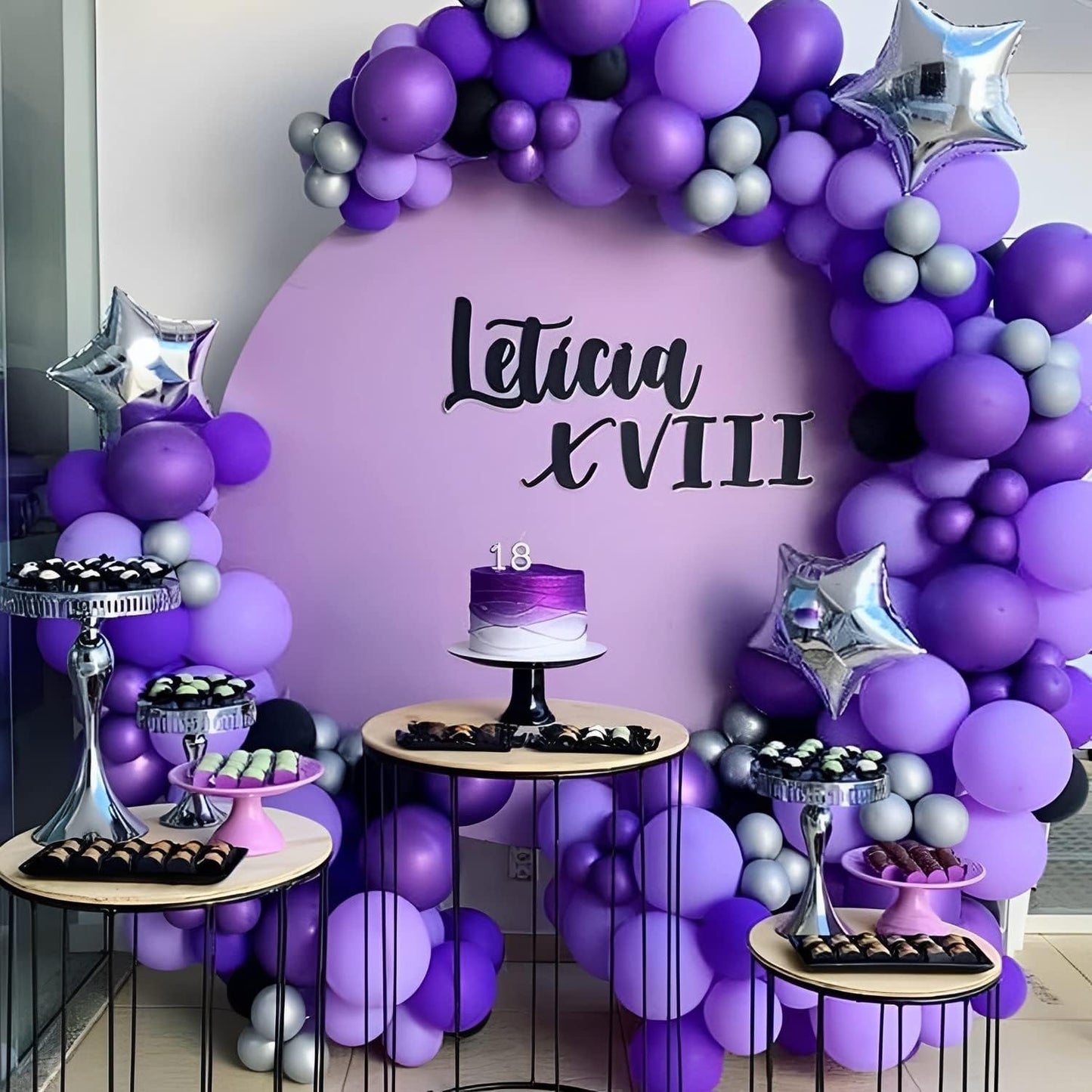 130pcs Dark Purple Balloons Different Sizes 18" 12" 10" 5" Party Latex Balloons for Birthday Halloween Graduation Baby Shower Anniversary Party Decorations