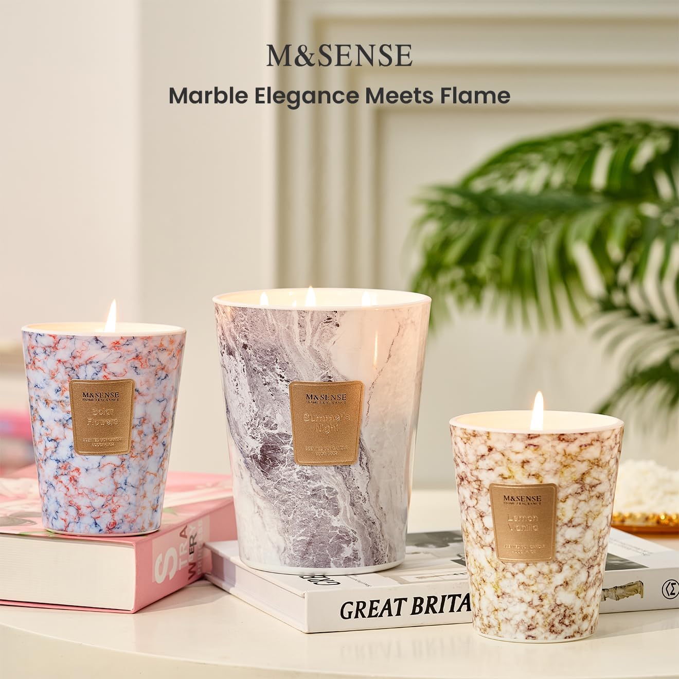 M&SENSE Sugared Lemon Zest Scented Candles for Home, 3-Wick Highly Scented Jar Candles, Extra Large Candle 35 Oz 150 Hours Long Lasting Burning, Relaxing Aromatherapy Candle for Stress Relief