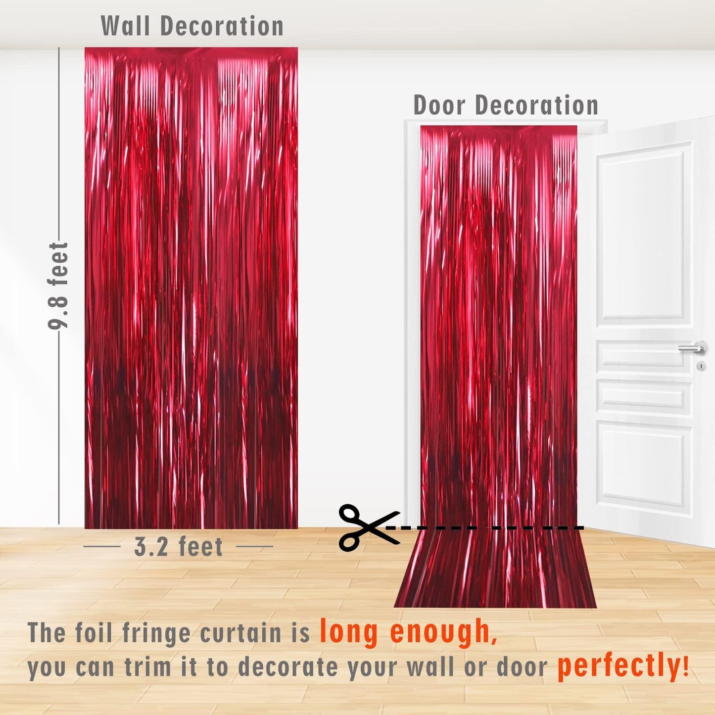 GOER 3.2 ft x 9.8 ft Metallic Tinsel Foil Fringe Curtains Party Photo Backdrop Party Streamers for Birthday,Graduation,New Year Eve Decorations Wedding Decor (4 Pcs,Burgundy)