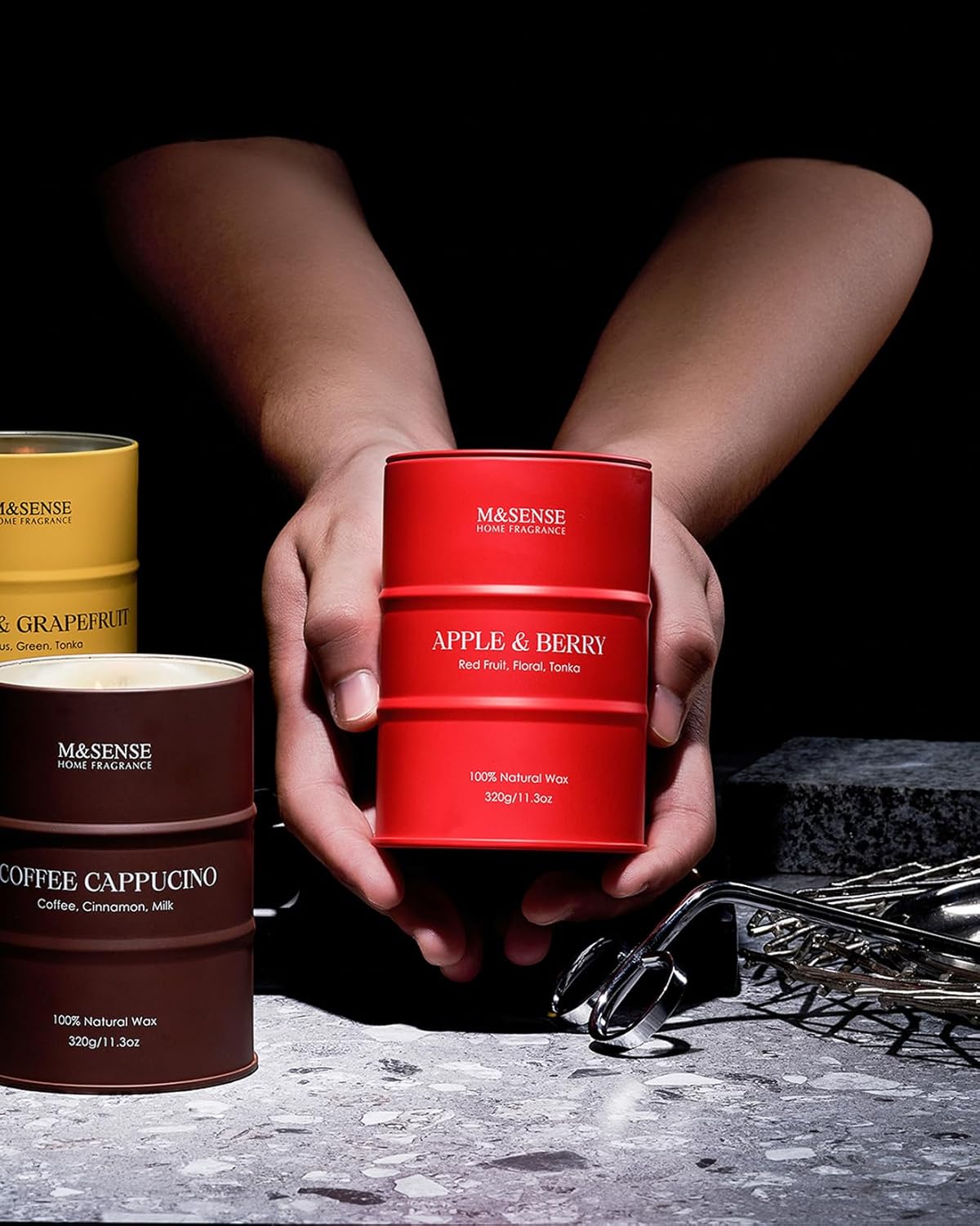 M&SENSE Lemon Candle,Summer Grapefruit Scented, Lemon Soy Candles 11.3oz 70 Hour Slow Burning, Limoncello Highly Scented Citrus Candles for Bathroom, Fresh Smelling Candle