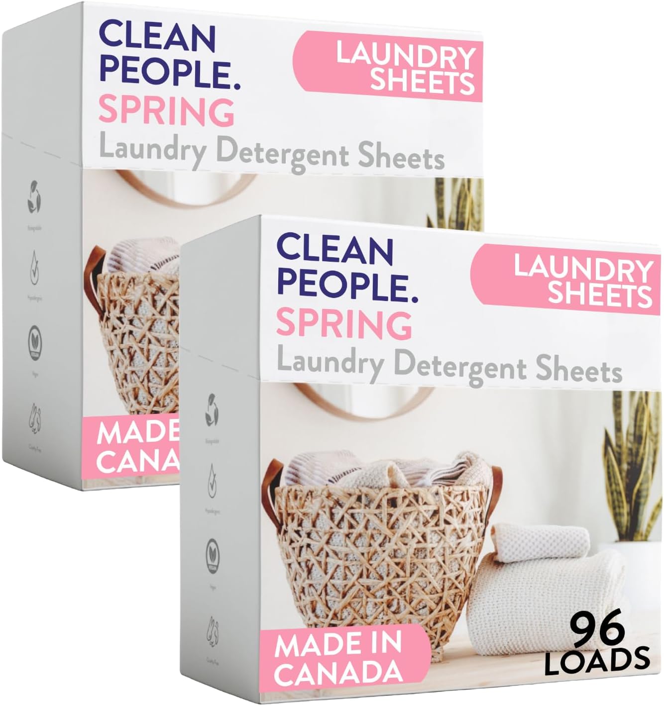 The Clean People Laundry Detergent Sheets - Laundry Soap - Ultra Concentrated, Recyclable Packaging, Stain Fighting - Spring Scent, 192 Pack