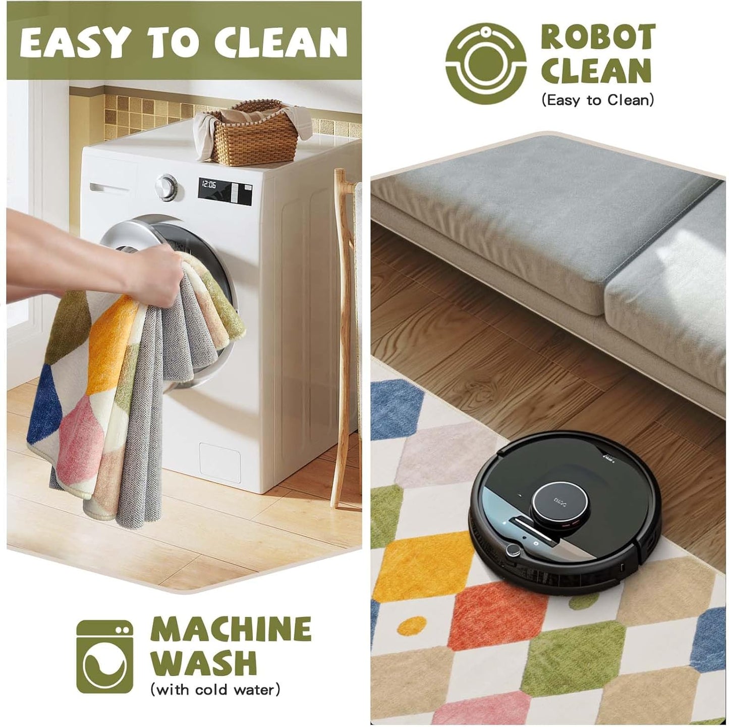 jinchan Area Rug 3x5 Kids Washable Indoor Floor Cover Non-Slip Modern Soft Rug Elementary School Classroom Colorful Diamond Carpet for Nursery Playroom Daycare Bedroom Living Room Circus on Cream