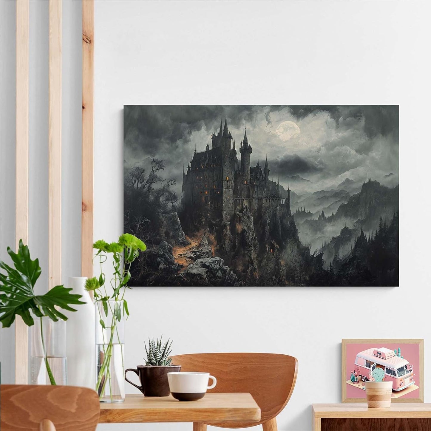JFHCQJPK Vintage Castle Poster Dark Academy Victorian Gothic Castle Wall Art Poster Moody Mystical Art Print Suitable for Home Living Room Bedroom16x24in Frameless