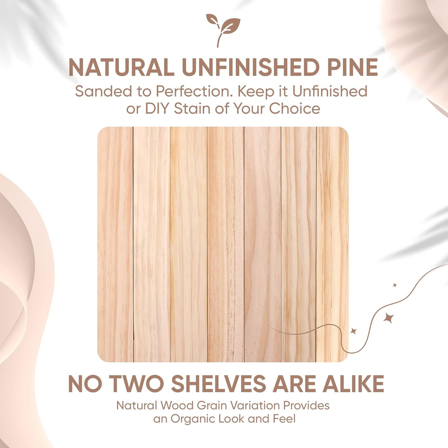 Homeforia Wood Floating Shelf 12 inch, High End Solid Natural Wood 12inch Floating Shelves for Wall Mounted, Unfinished Small Wooden Floating Shelves, Heavy Duty Bracket, 12 X 6.5 X 1.75 in, Set of 3