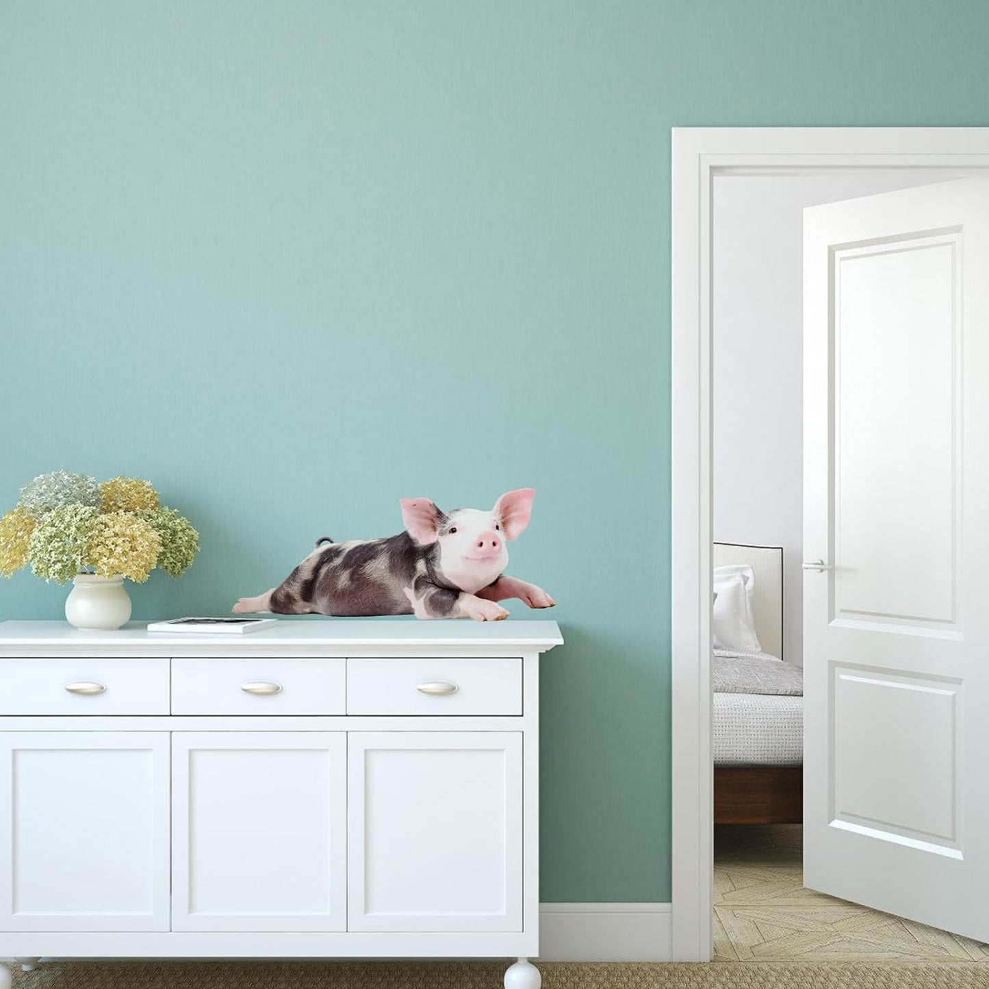 Funny Piggy Wall Window Stickers True Pig Wall Decals Peel and Stick Cute Pig Wall Stickers Removable Funny Animals Decals Gifts for Farmhouse Nursery Kitchen Kids Bedroom Playroom Décor