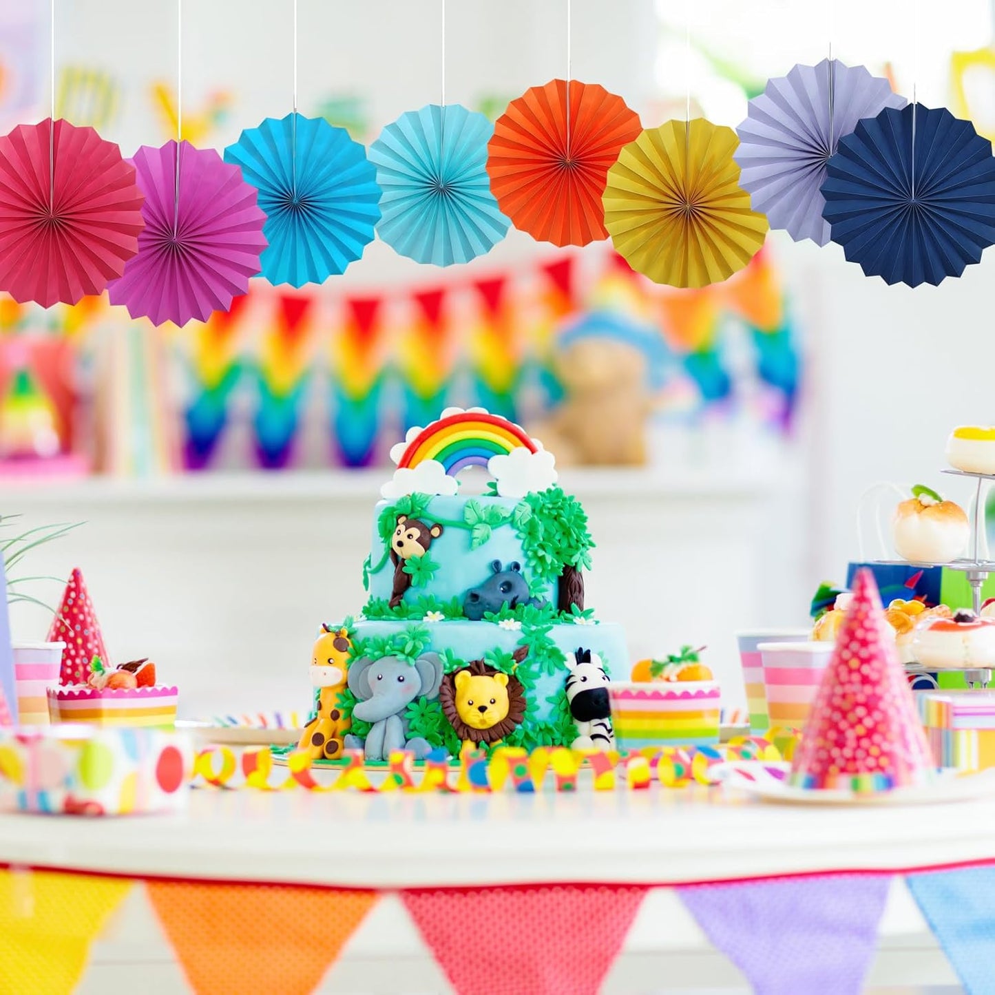 Red Birthday Decorations,DIY Red Paper Fans Hanging Decoration ,Party Supplies Party Fans 8in, Wedding Graduation Events Accessories 30 Color DIY Set (Red)