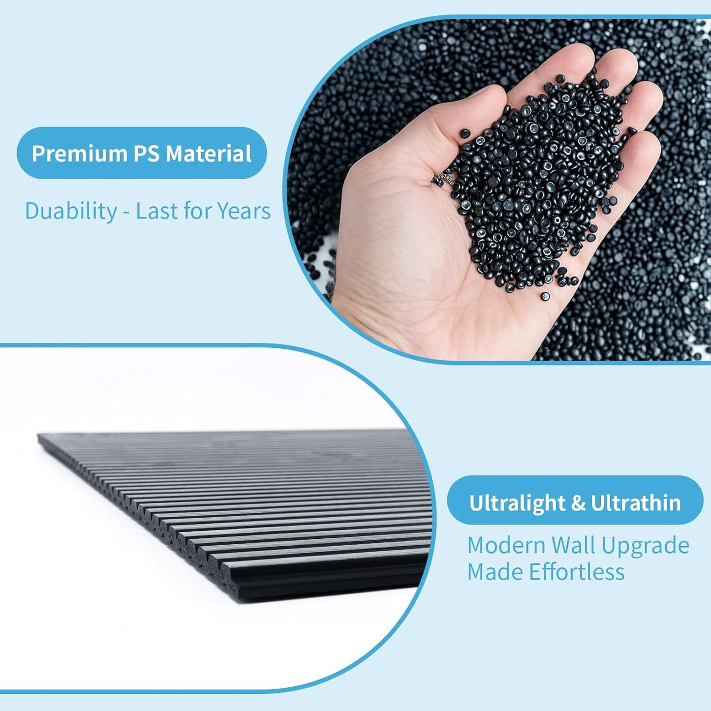 Art3d 4-Pack Glue-On Fine Bar Wainscoting Panel for Interior Wall Decor - 104 x 12 Inch Polystyrene Ultralight Slim Slat Wall Panels for Living Room Bedroom, Weathered Teak