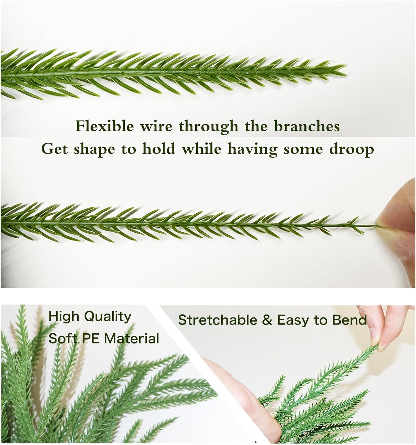 2PCS 9FT Christmas Garland Norfolk Pine Garland Real Touch Artificial Greenery Garland for Mantle Fireplace Table Indoor Outdoor Decor (Full)