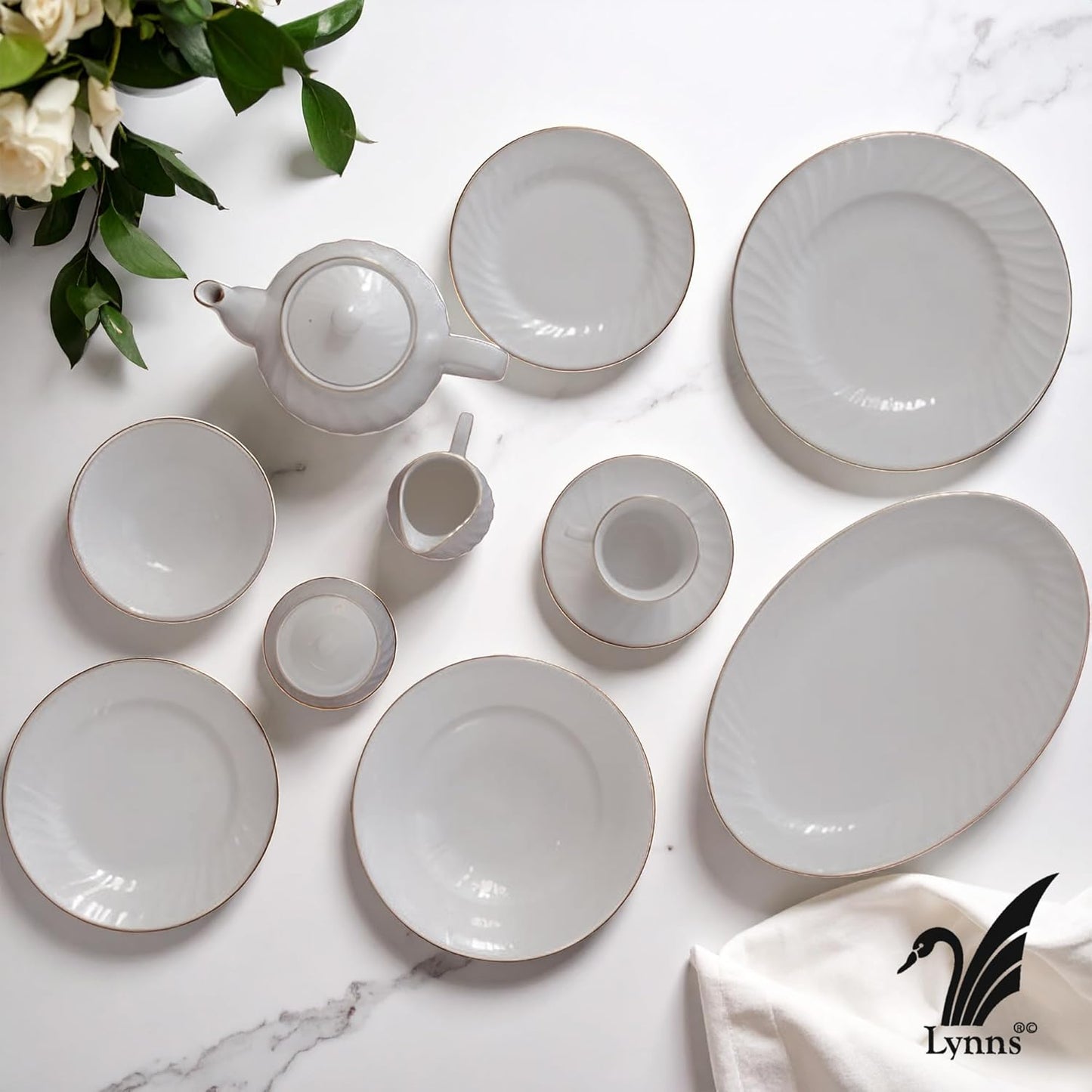 Lynns Paradise Imperial White 14-Inch Oval Platter, Set of 2, White; Heavy Duty; Chip Resistant; Lead and Cadmium Free; Freezer to Oven Safe up to 500°F