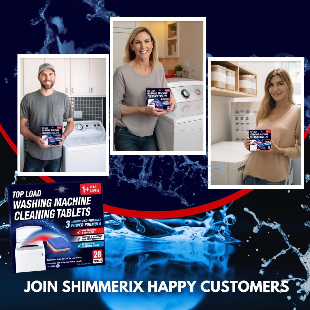 Washing Machine Cleaner Tablets 56 Pack for HE Top Load - Eco Friendly Washer Machine Cleaning Tablets - 3 Layers Septic Safe Wash Machine Full Deodorizer Descaler Protector - 2 Plus Year Supply