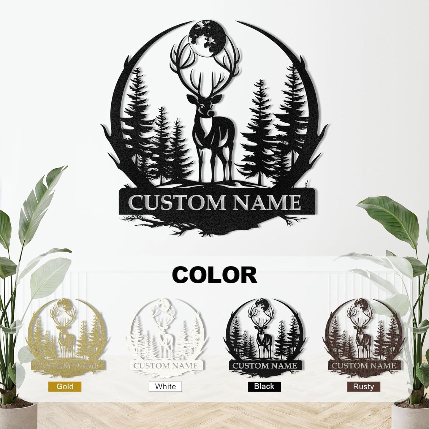 Metal Signs Customized, Personalized Deer Metal Cabin Sign, Forest Deer Wall Decor, Outdoor Metal Signs, Deer Hunter Gift, Deer Wall Art, Hunting Decor, Custom Family Name Sign, Cabin Decor