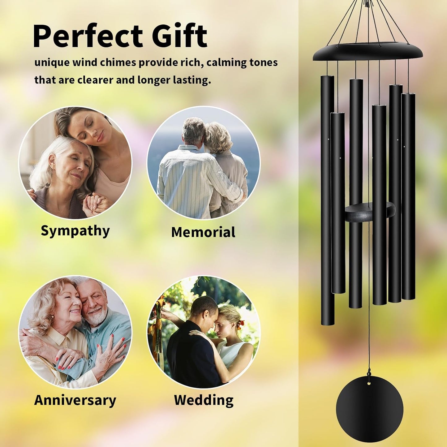 Wind Chimes Outdoor, 38'' Large Memorial Wind Chimes for Outside Deep Tone, Wind Chime Gifts for Garden Hanging Decor, Sympathy Gift